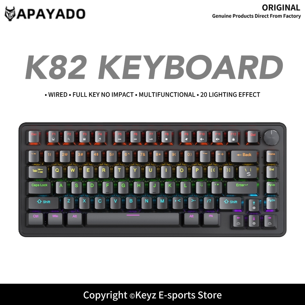 Gaming Keyboard Blue Switches - لوحة مفاتيح ميكانيكية محمولة K82 بنسبة
