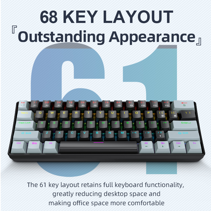 Gaming Keyboard Blue Switches - لوحة مفاتيح ميكانيكية صغيرة من APAYADO