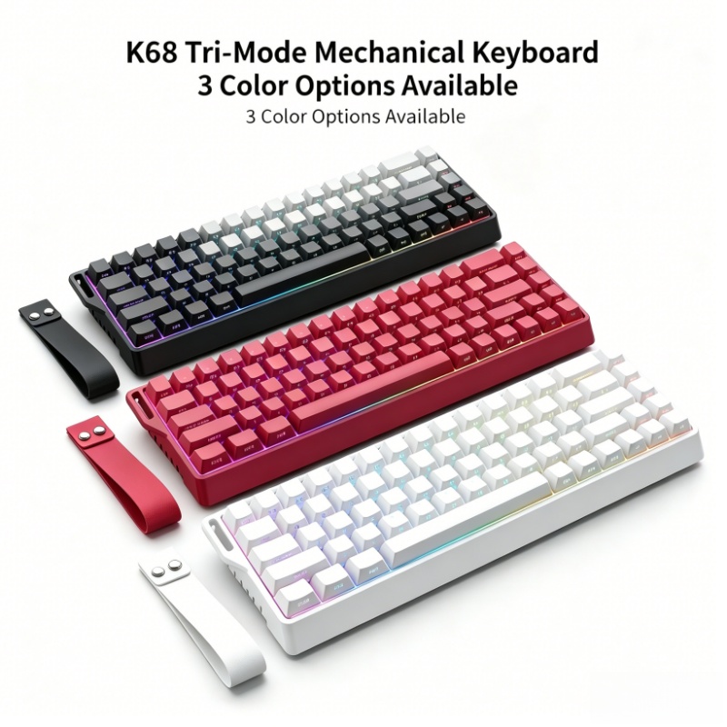 Gaming Keyboard Blue Switches - لوحة مفاتيح ميكانيكية لاسلكية K68 بإضاءة