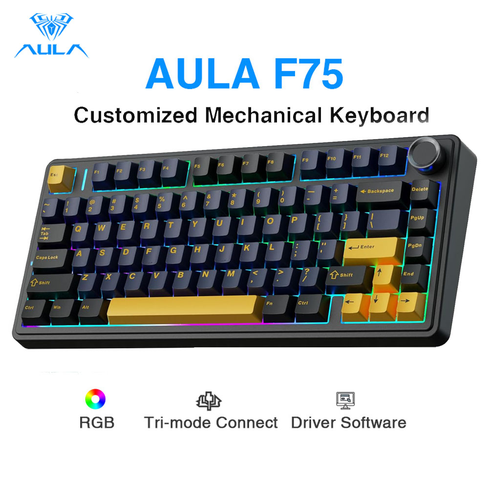 Gaming Keyboard No Number Pad - لوحة مفاتيح ميكانيكية Aula F75، مفاتيح