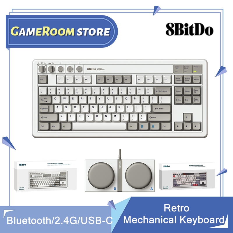 Gaming Keyboard Bluetooth - لوحة مفاتيح ميكانيكية 8Bitdo Retro، بلوتوث/2.4G/USB-C