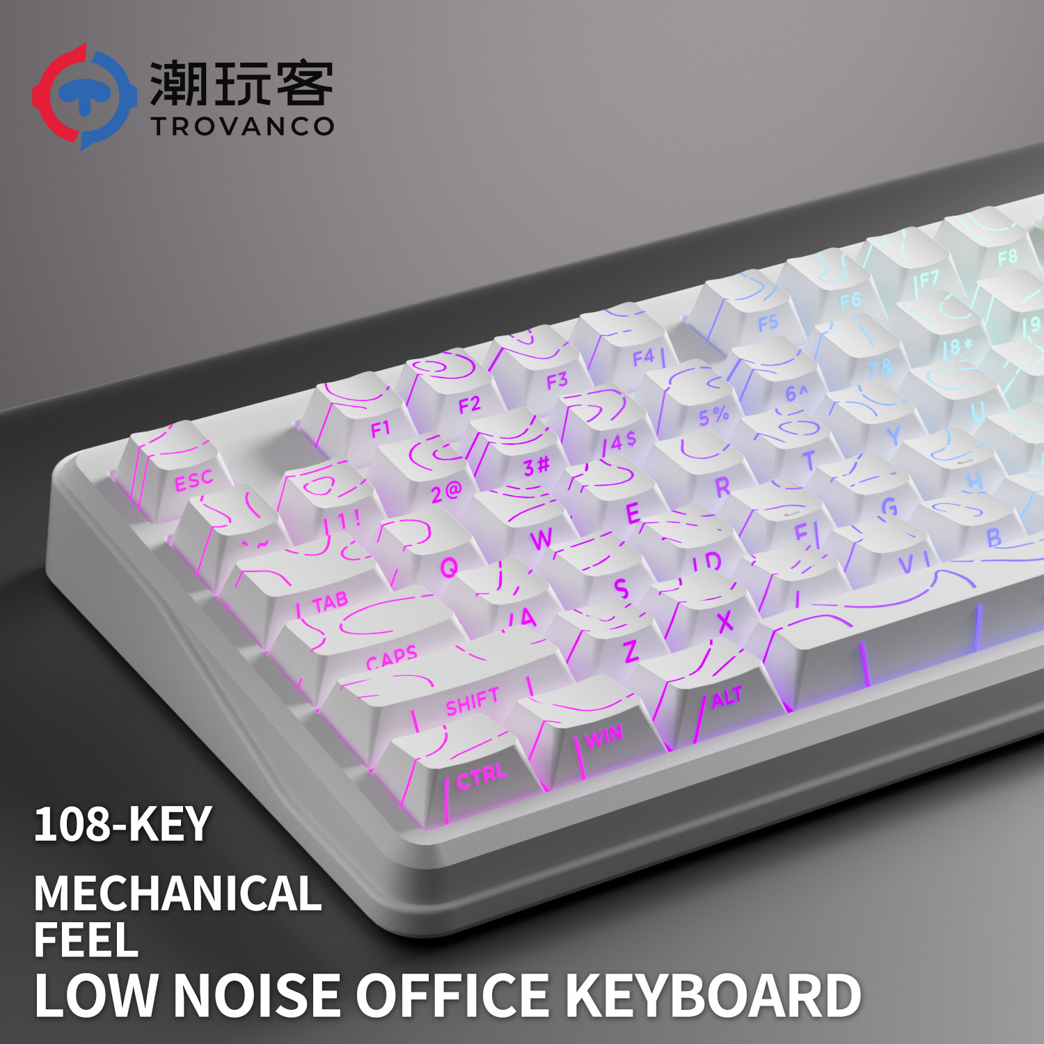 Gaming Keyboard No Noise - V108 Pro لوحة مفاتيح سلكية وسلكية