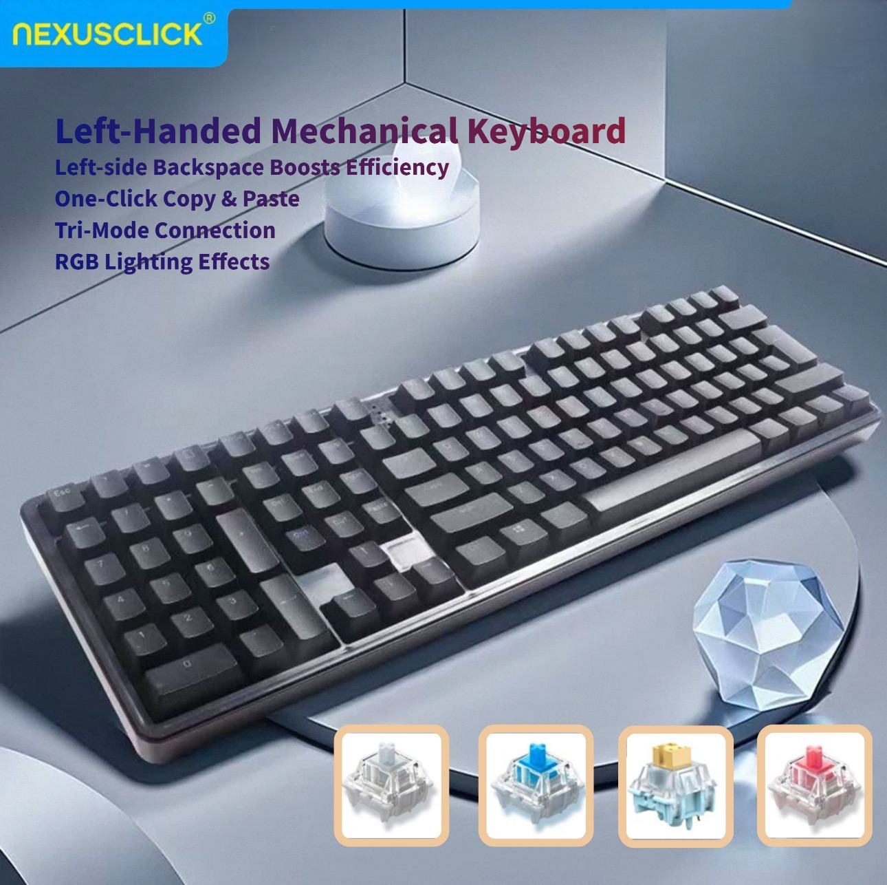 Gaming Keyboard No Number Pad - لوحة مفاتيح ميكانيكية مستعملة من NexusClick