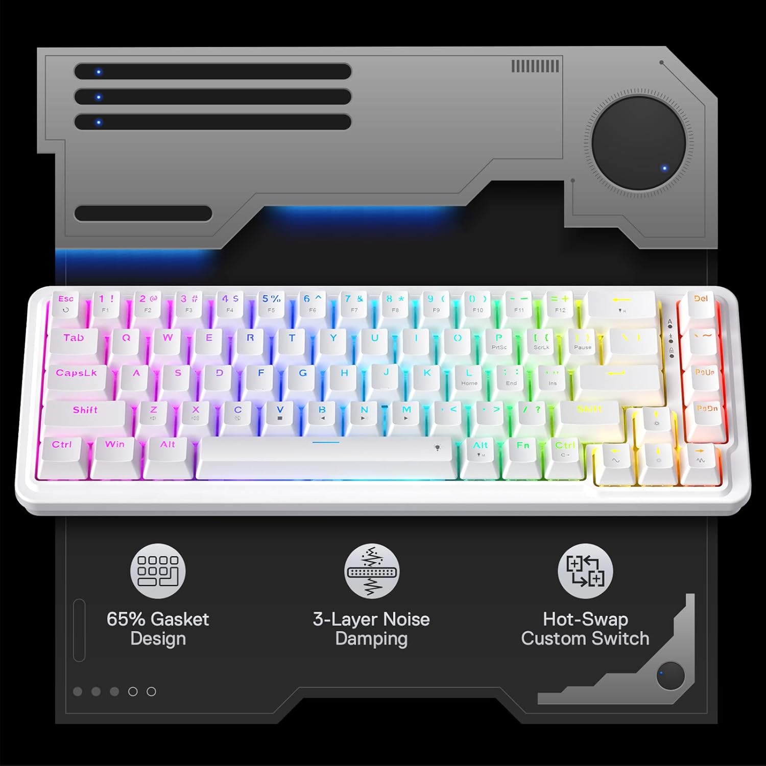 Redragon K709 65% حشية سلكية R - مراجعة Gaming Keyboard No Noise وسعره