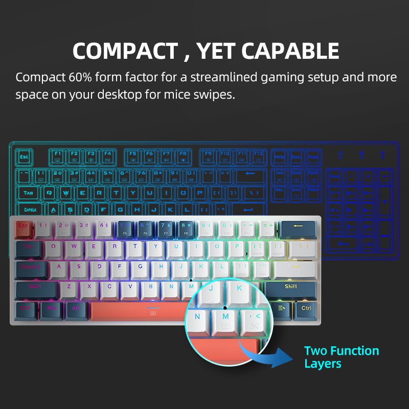 K500-B61 Machenike لوحة مفاتيح - مراجعة Gaming Keyboard Blue Switches وسعره