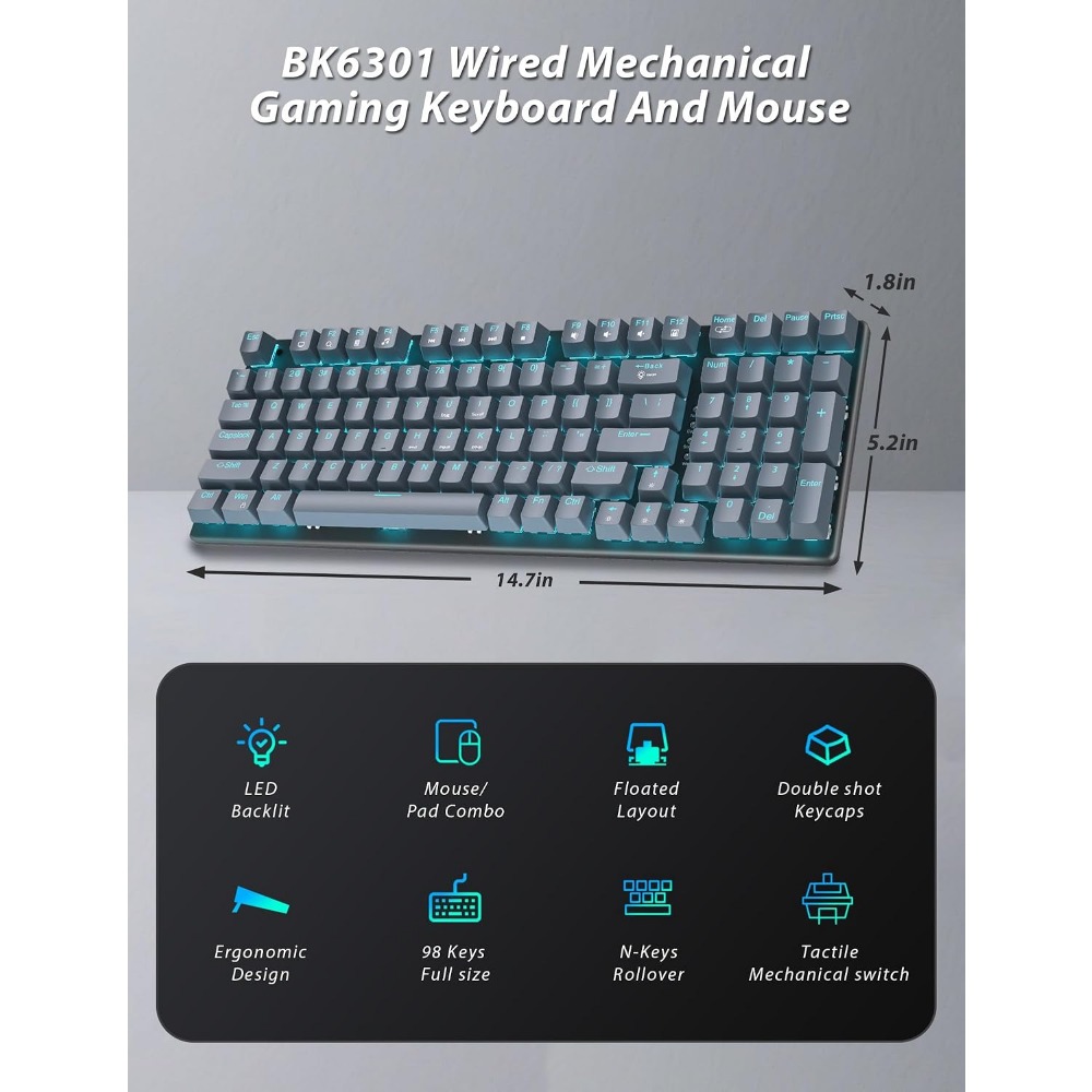 لوحة مفاتيح للألعاب بـ 98 مفتا - مراجعة Gaming Keyboard No Number Pad وسعره