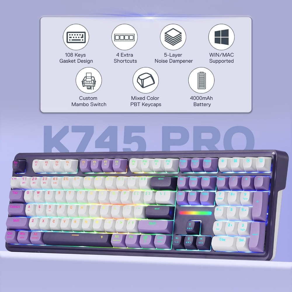 لوحة مفاتيح ميكانيكية لاسلكية  - مراجعة Gaming Keyboard No Noise وسعره