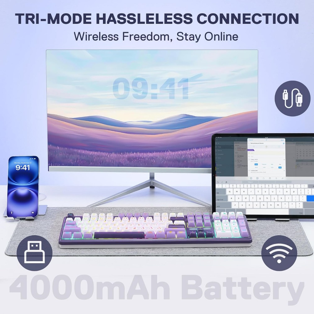 لوحة مفاتيح ميكانيكية لاسلكية  - مراجعة Gaming Keyboard No Noise وسعره