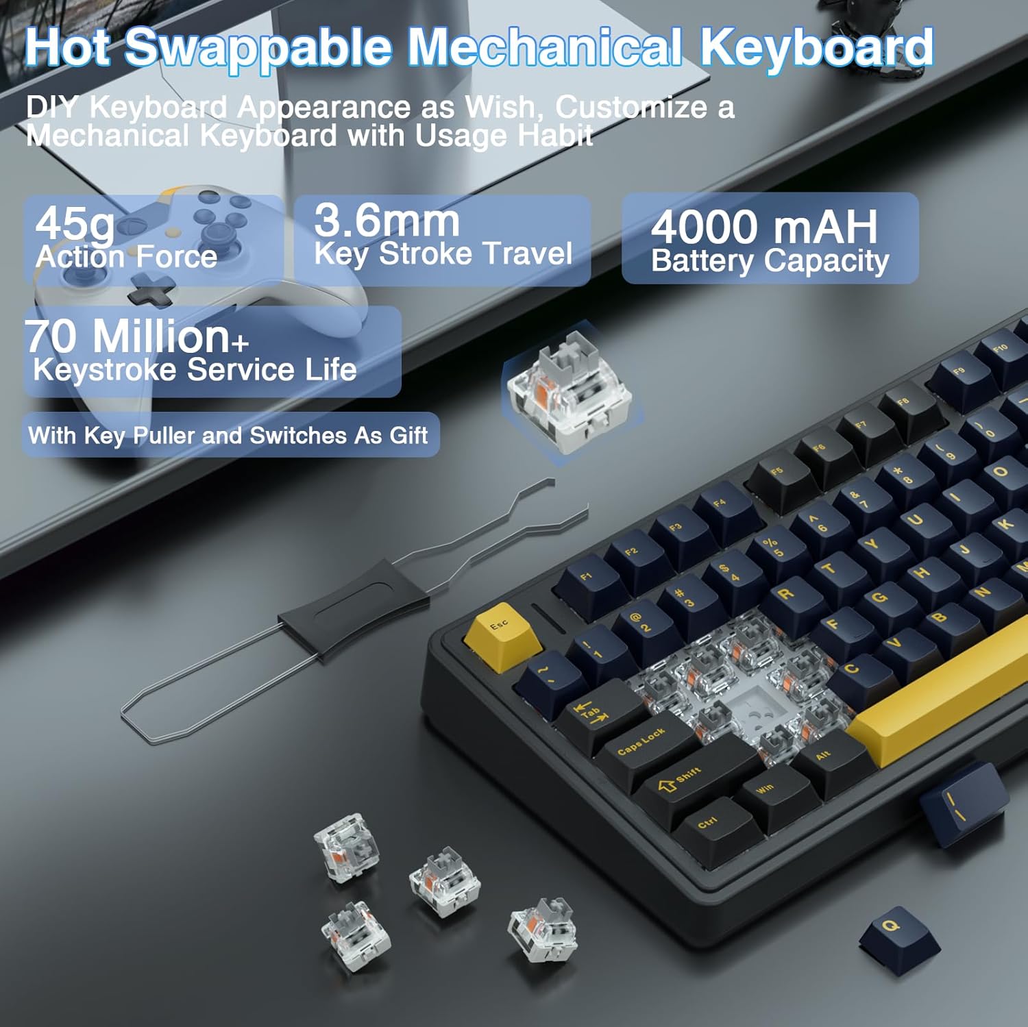 لوحة مفاتيح ميكانيكية Aula F75 - مراجعة Gaming Keyboard No Number Pad وسعره