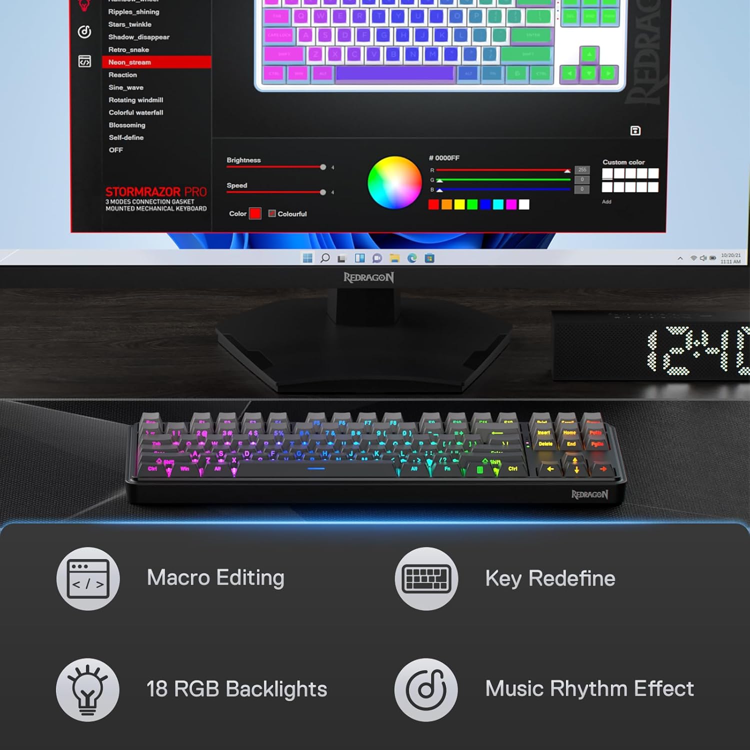 Redragon K707 PRO GB 80% طوقا  - مراجعة Gaming Keyboard No Noise وسعره