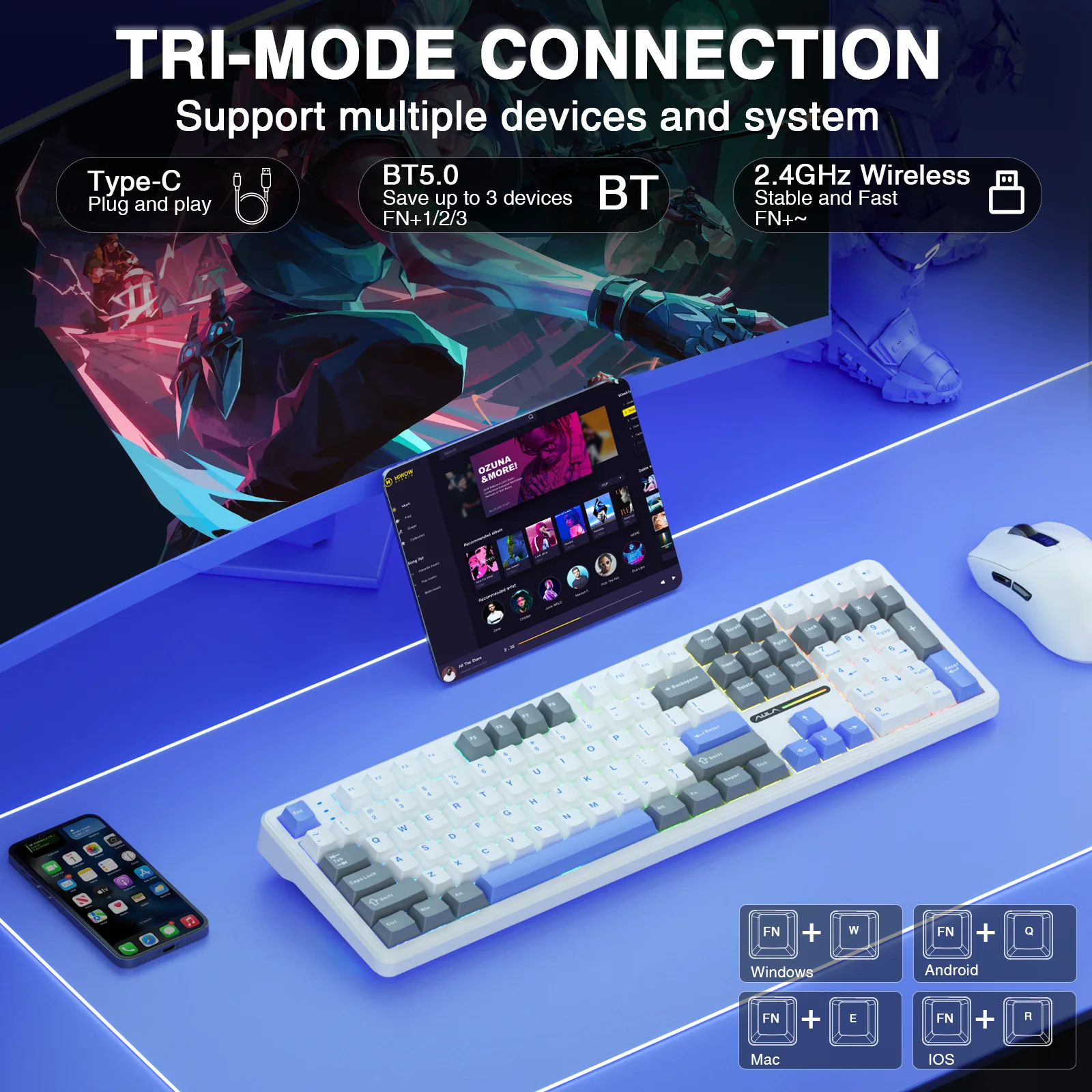 AULA F108 لوحة المفاتيح اللاسل - مراجعة Gaming Keyboard No Noise وسعره